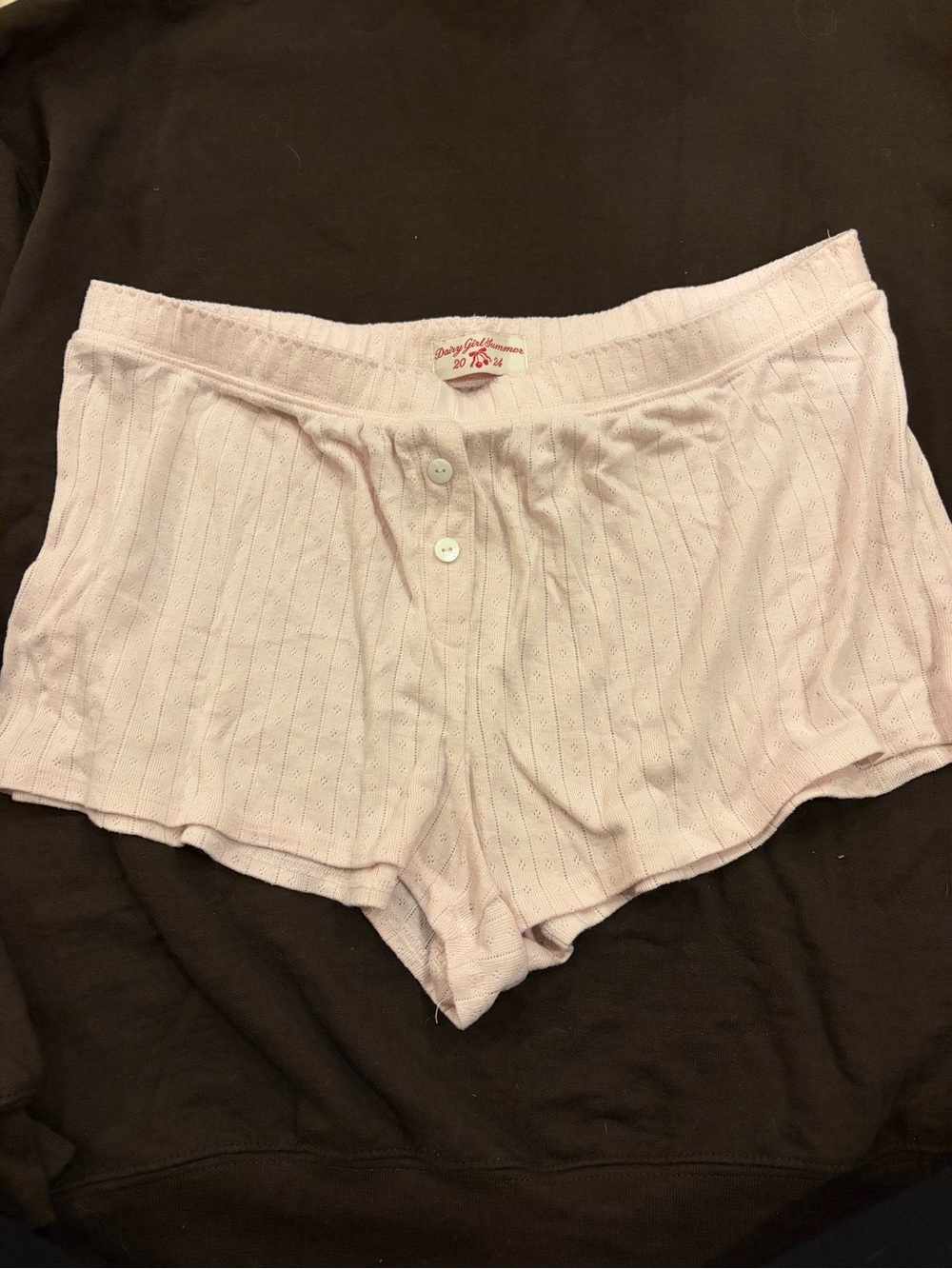 Dairy Boy Lightweight Ribbed Sleep Shorts - Pale Pink